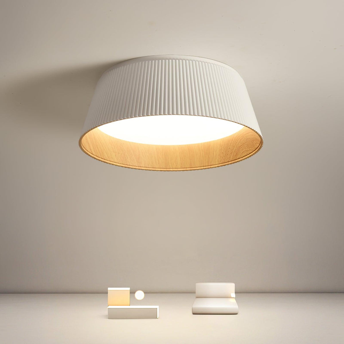 Rineia lámpara de techo tambor ribeteado madera elegante contemporáneo