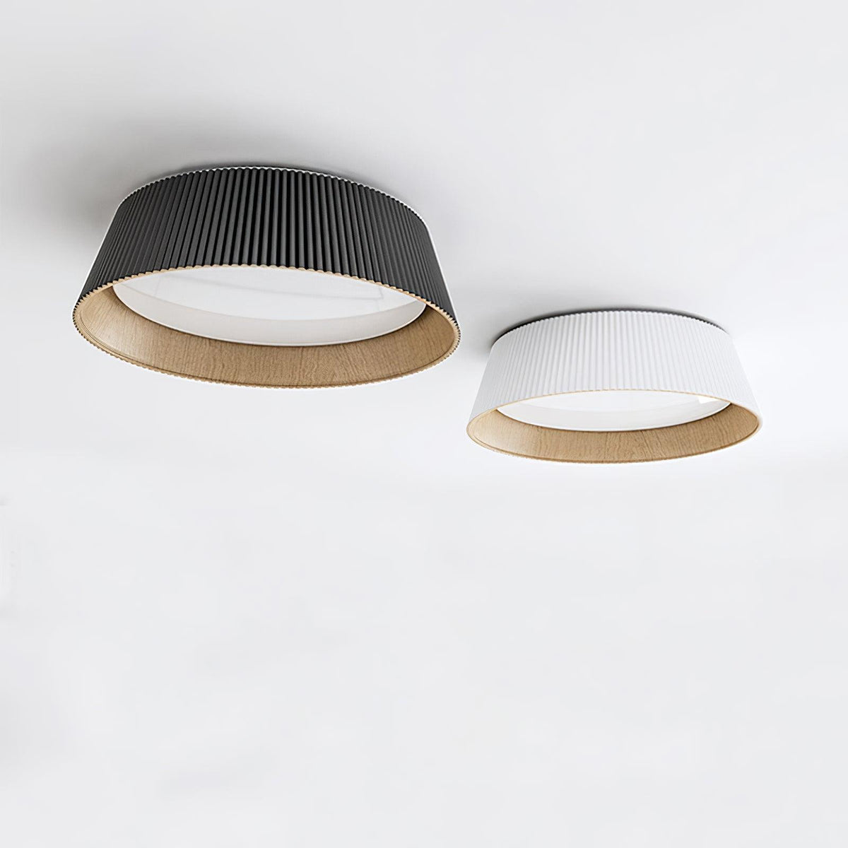 Rineia lámpara de techo tambor ribeteado madera elegante contemporáneo
