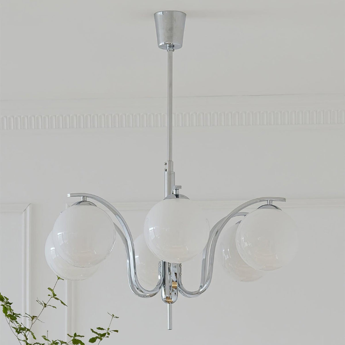 Eiroaria lámpara de araña de vidrio y cromo Modo Deco elegante