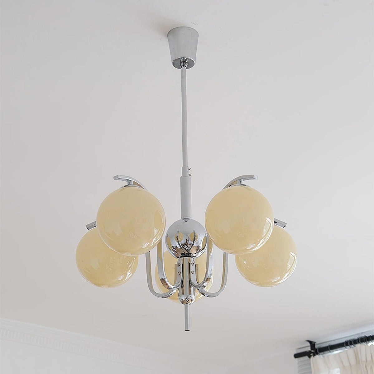 Eiroaria lámpara de araña de vidrio y cromo Modo Deco elegante