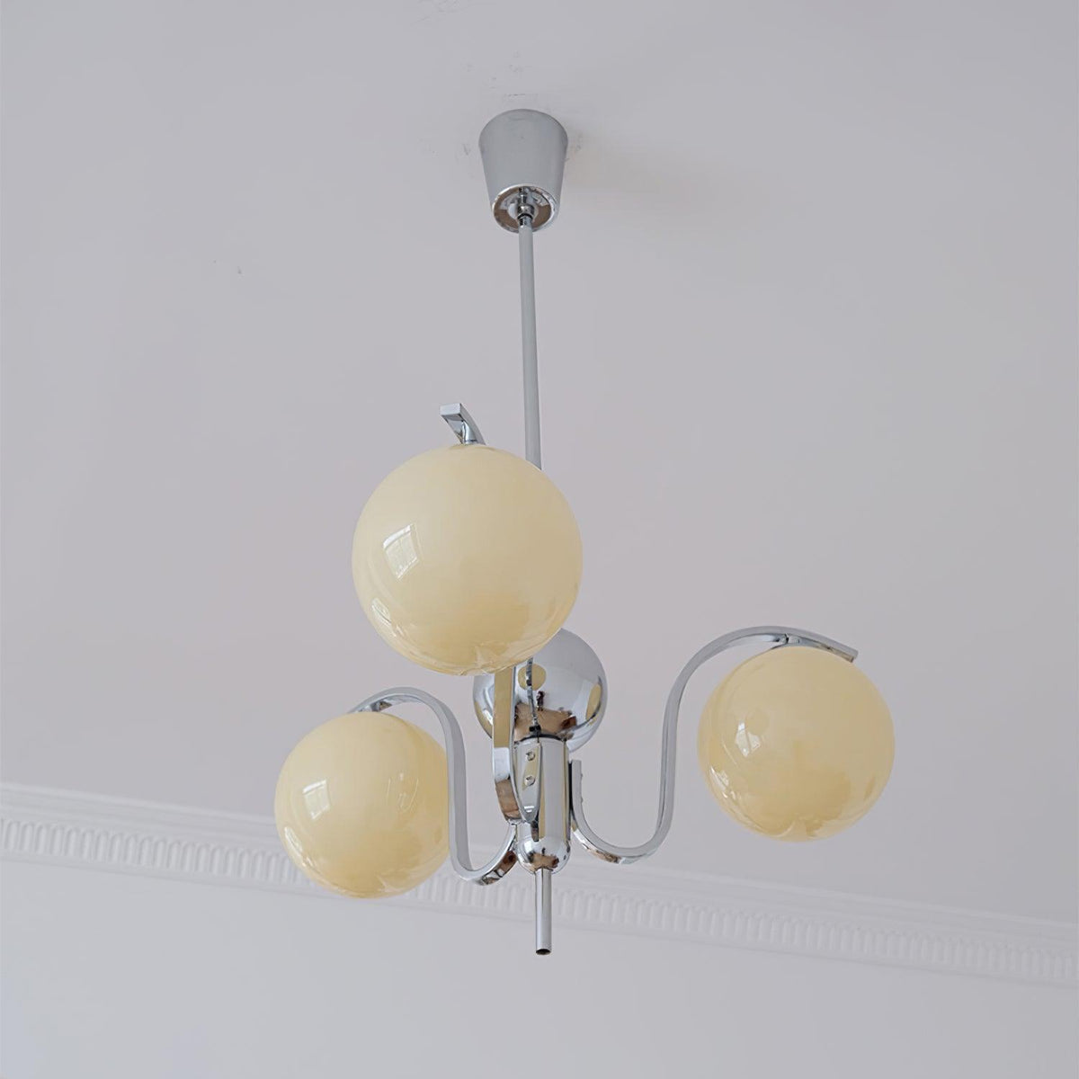 Eiroaria lámpara de araña de vidrio y cromo Modo Deco elegante