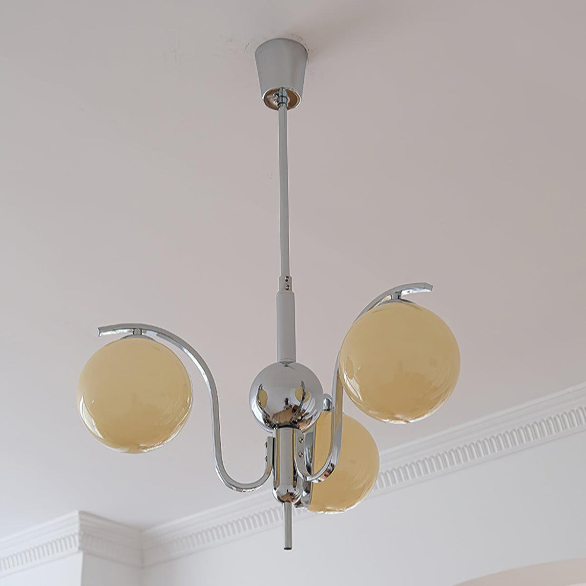 Eiroaria lámpara de araña de vidrio y cromo Modo Deco elegante