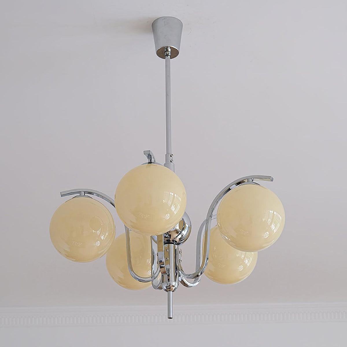 Eiroaria lámpara de araña de vidrio y cromo Modo Deco elegante