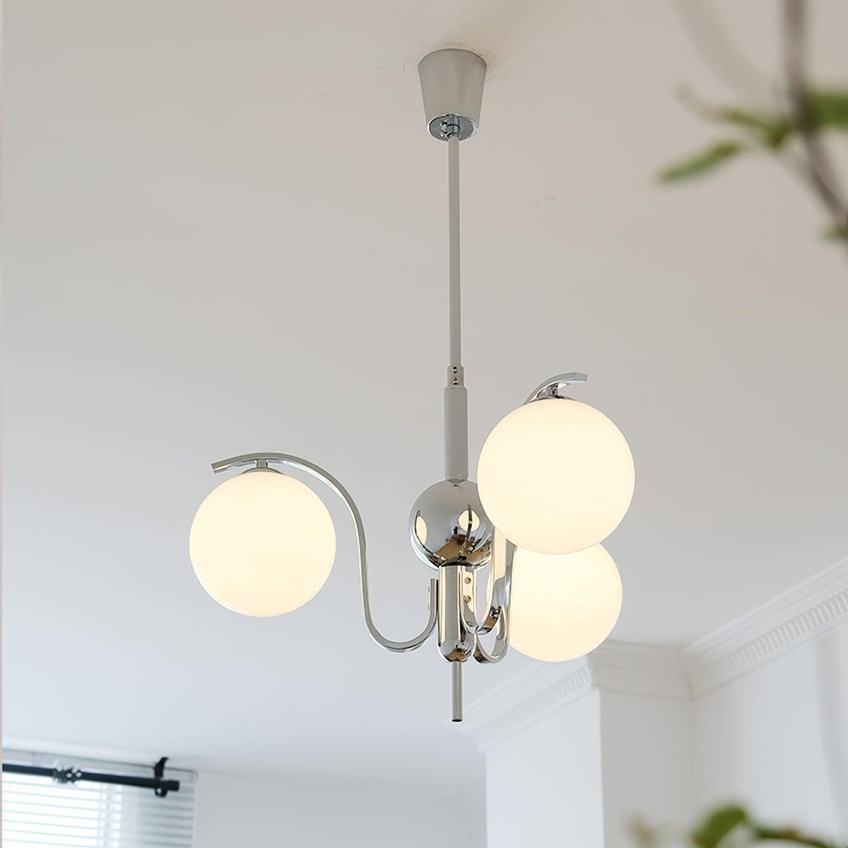 Eiroaria lámpara de araña de vidrio y cromo Modo Deco elegante