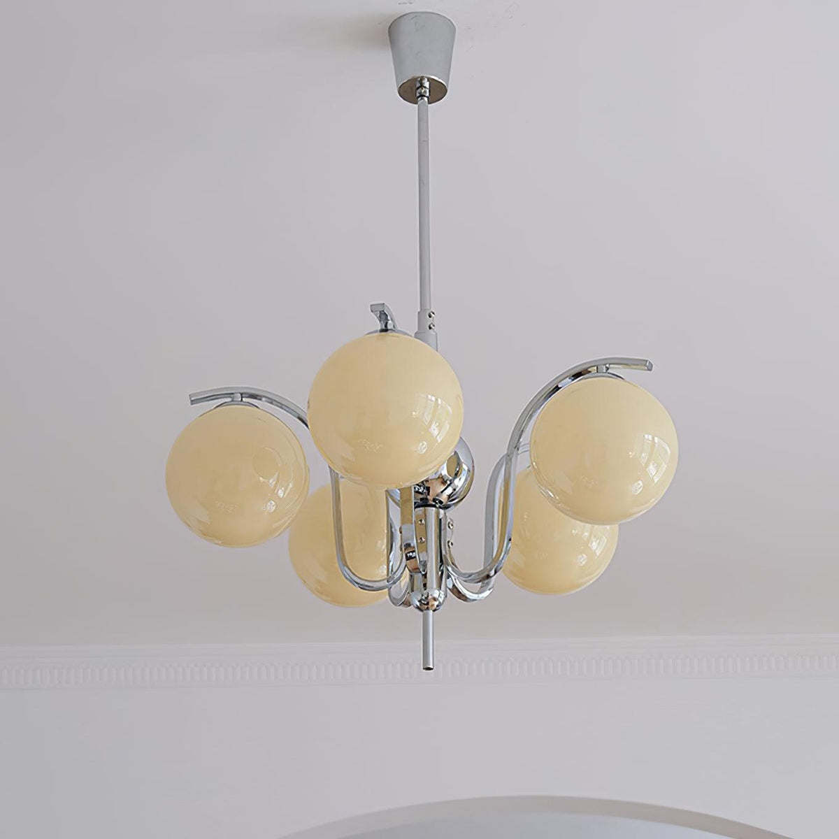 Eiroaria lámpara de araña de vidrio y cromo Modo Deco elegante