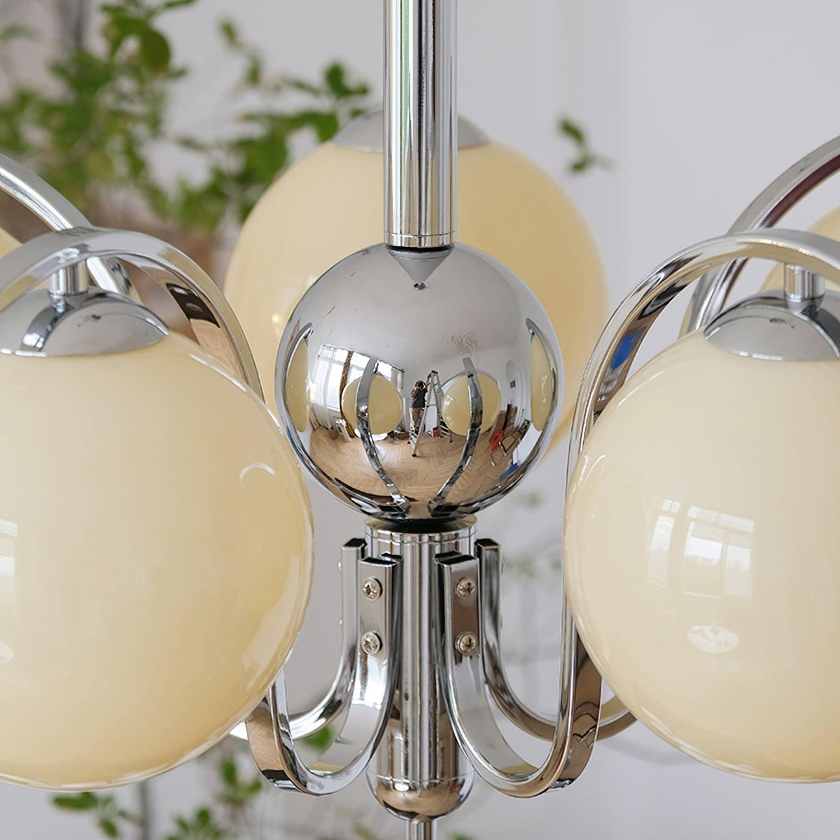 Eiroaria lámpara de araña de vidrio y cromo Modo Deco elegante