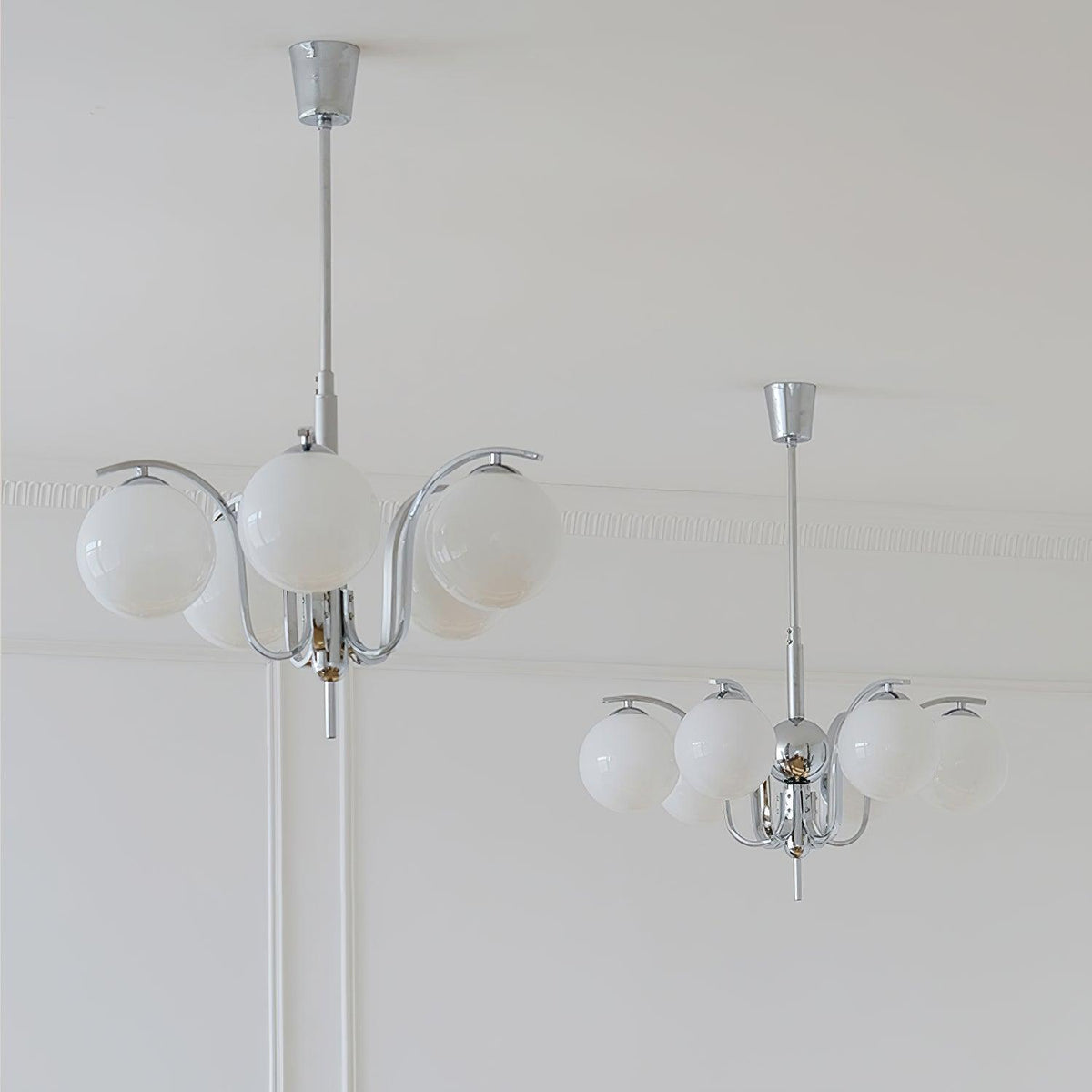 Eiroaria lámpara de araña de vidrio y cromo Modo Deco elegante
