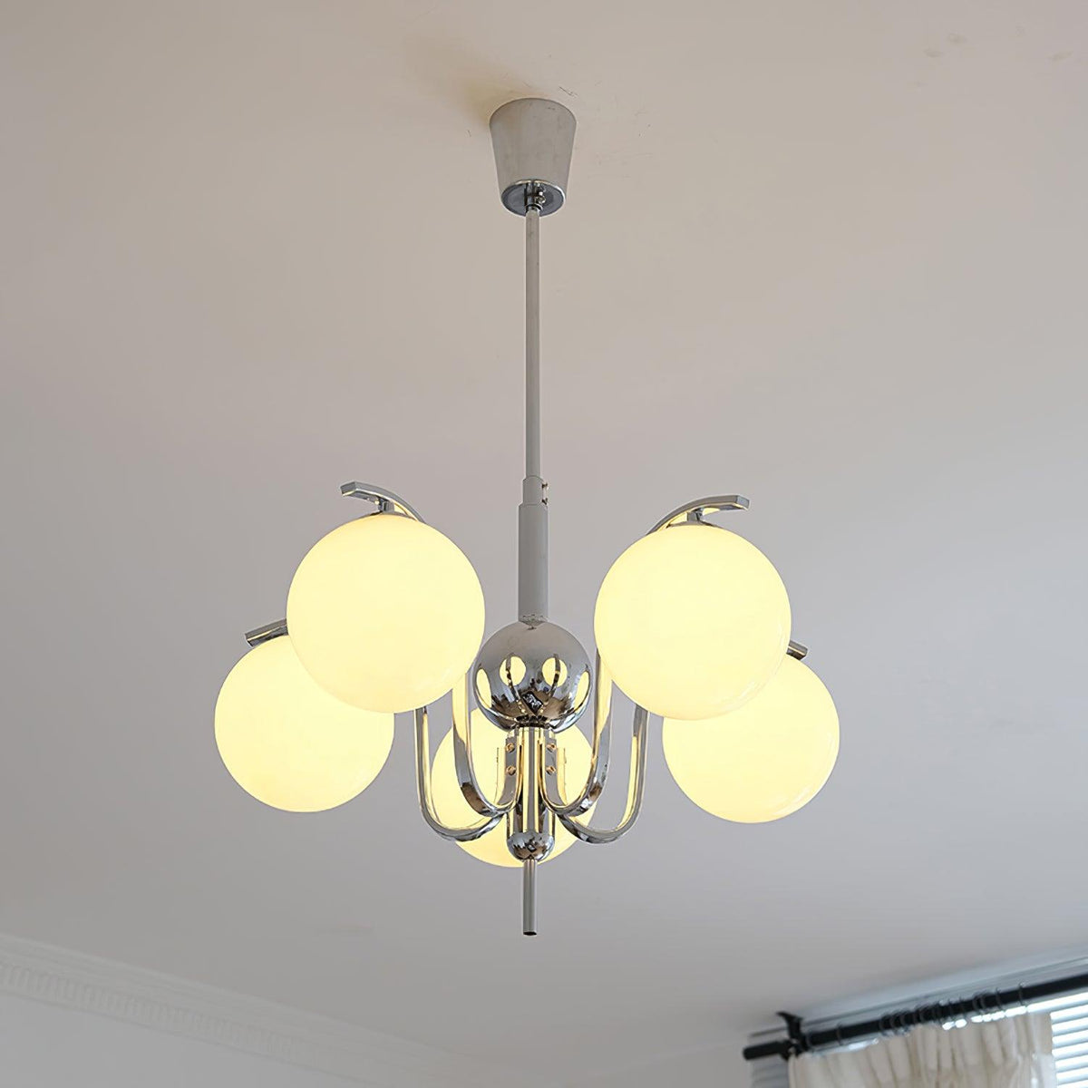 Eiroaria lámpara de araña de vidrio y cromo Modo Deco elegante