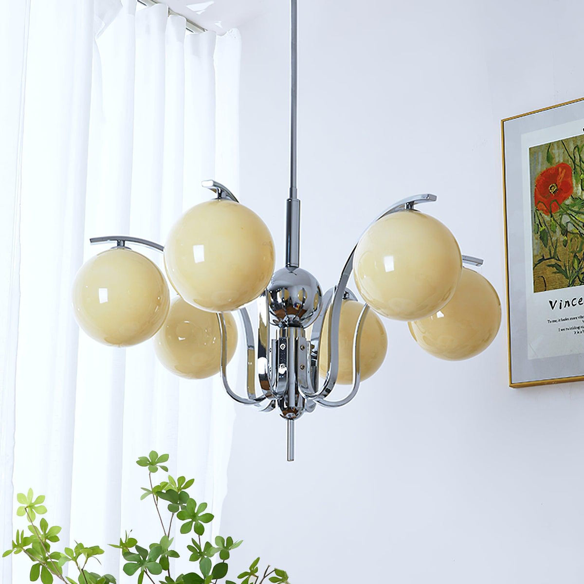Eiroaria lámpara de araña de vidrio y cromo Modo Deco elegante