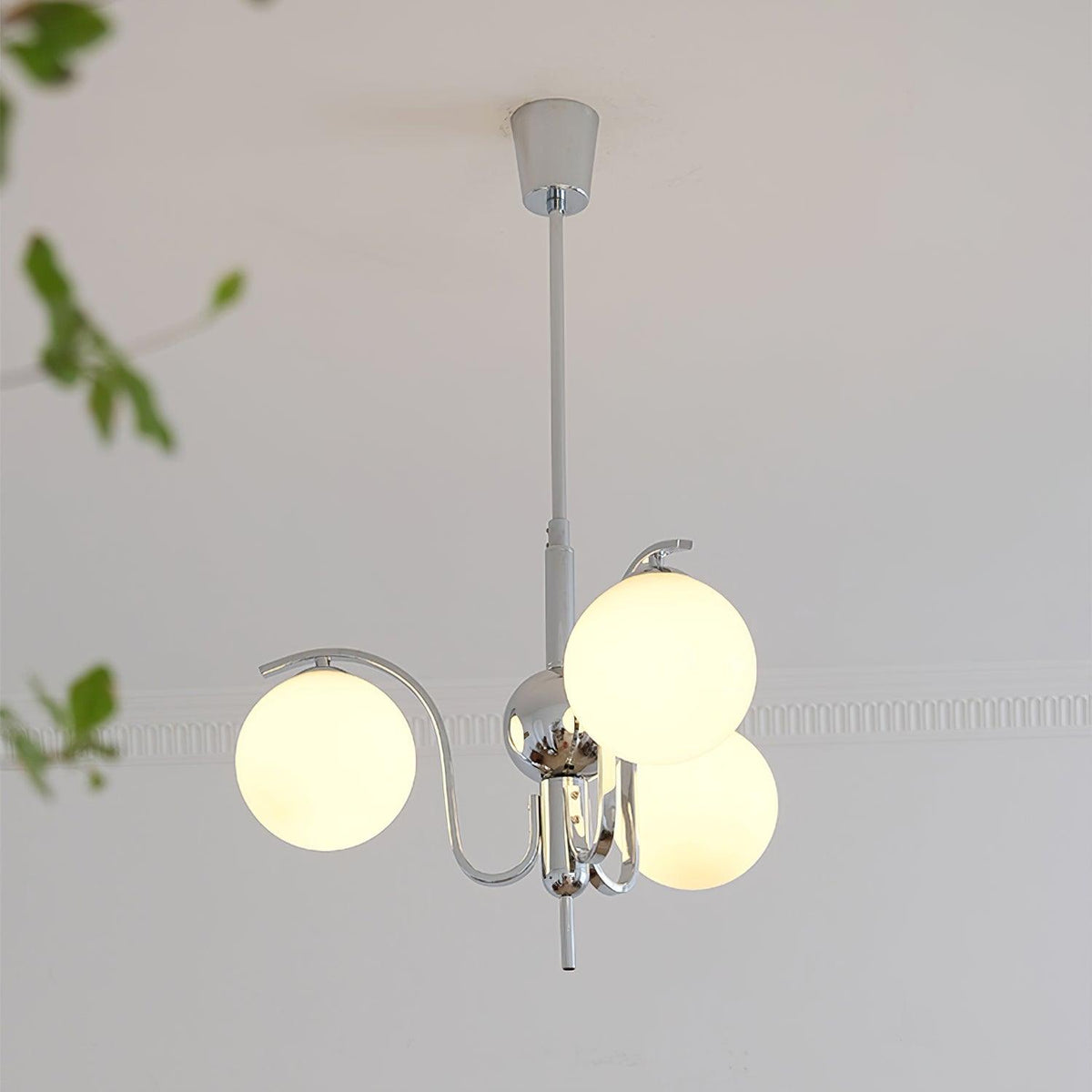 Eiroaria lámpara de araña de vidrio y cromo Modo Deco elegante