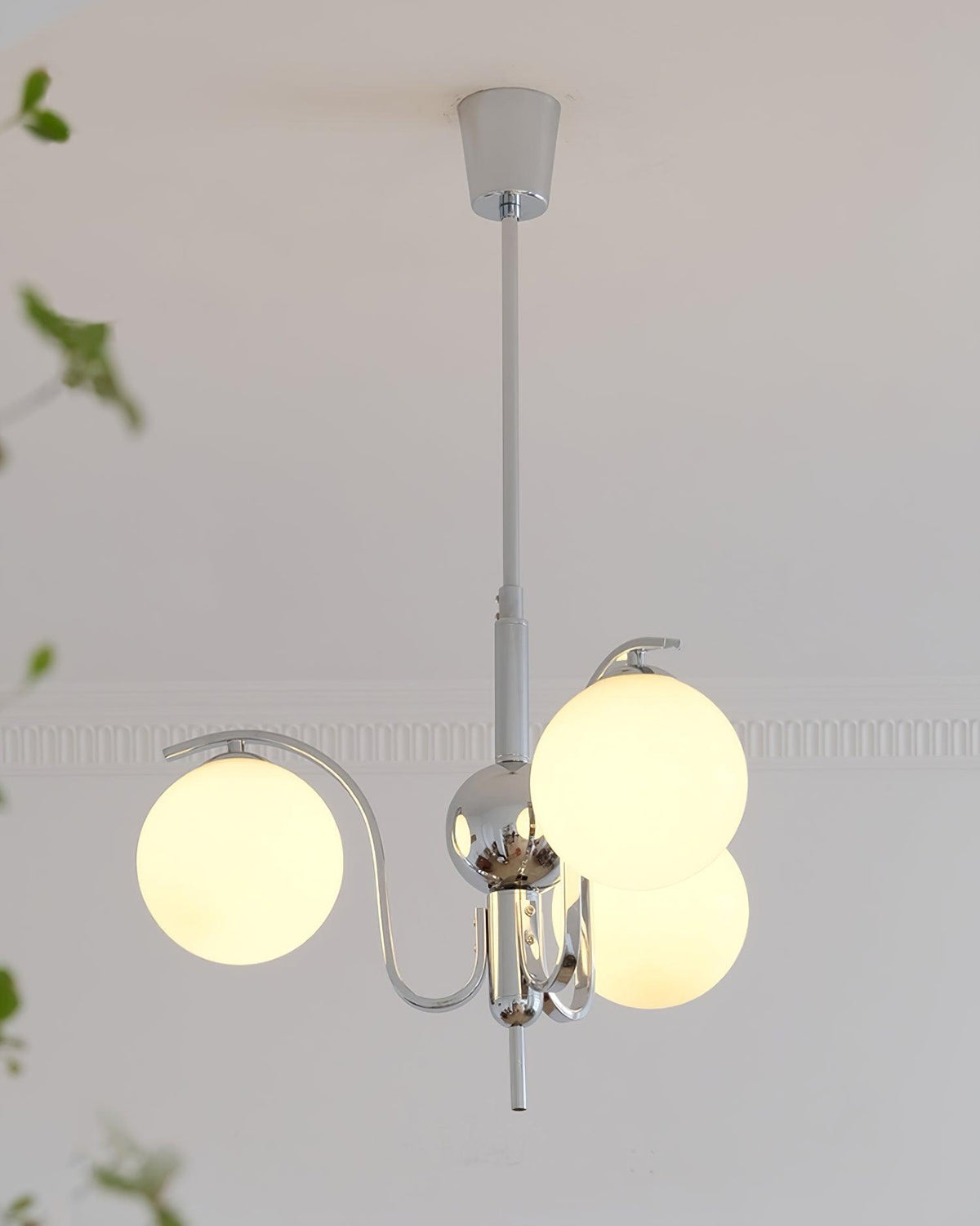 Eiroaria lámpara de araña de vidrio y cromo Modo Deco elegante