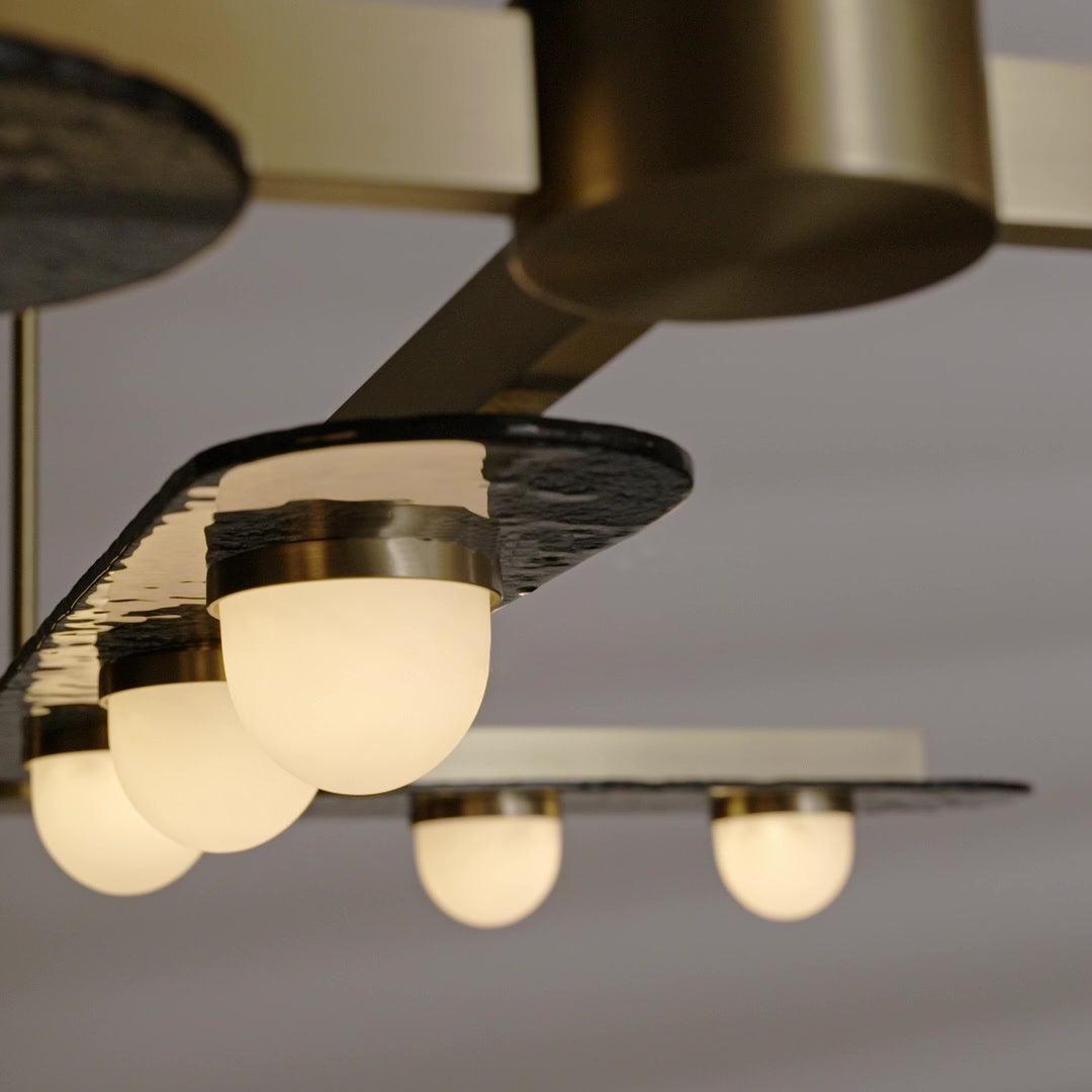 Solerelle lámpara de araña LED lineal con marco dorado