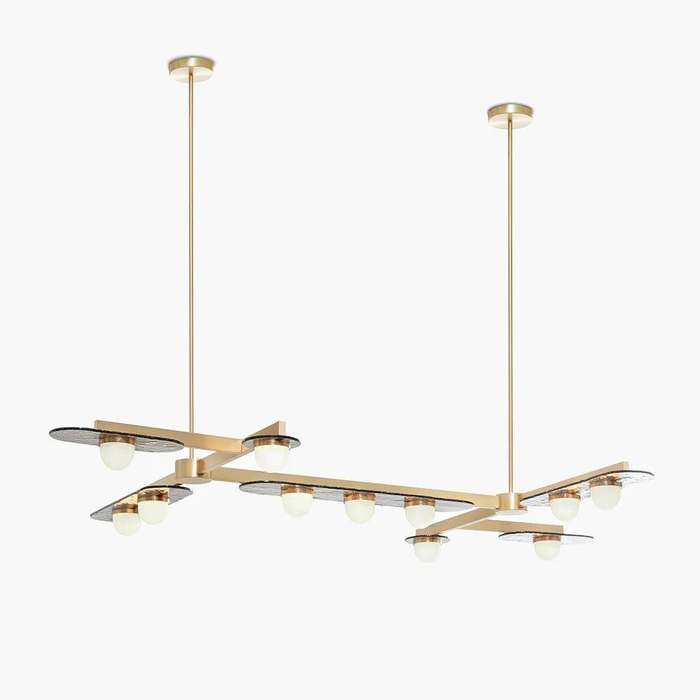 Solerelle lámpara de araña LED lineal con marco dorado