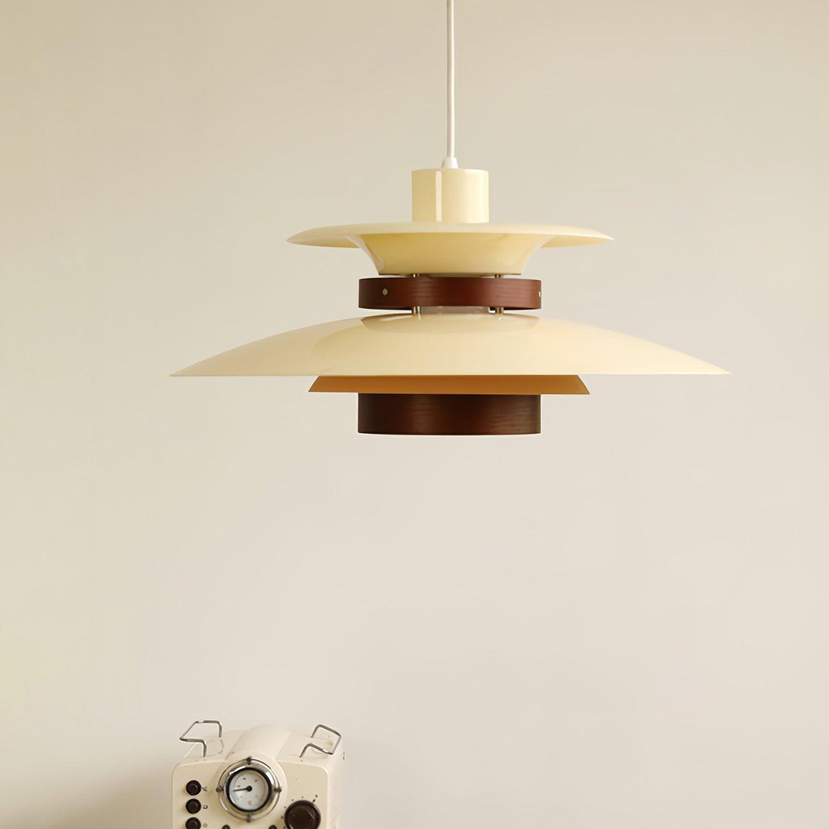 Xyla lámpara colgante de madera con pantalla superpuesta nórdica para comedor