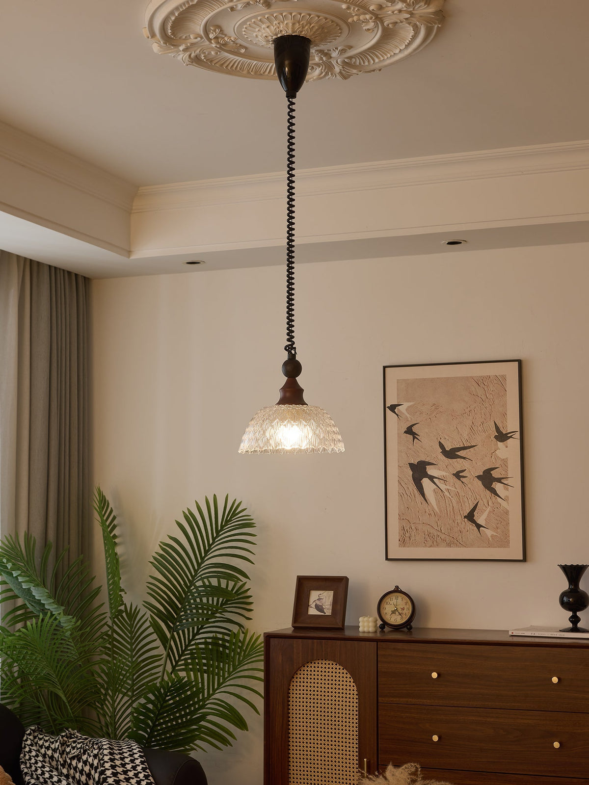Nydoreth lámpara colgante elegancia Vintage Art de madera
