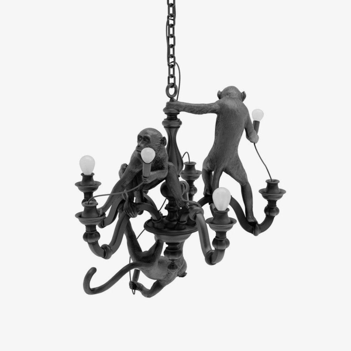 Tixor lámpara de araña Monkey negro Escultura Juguetona