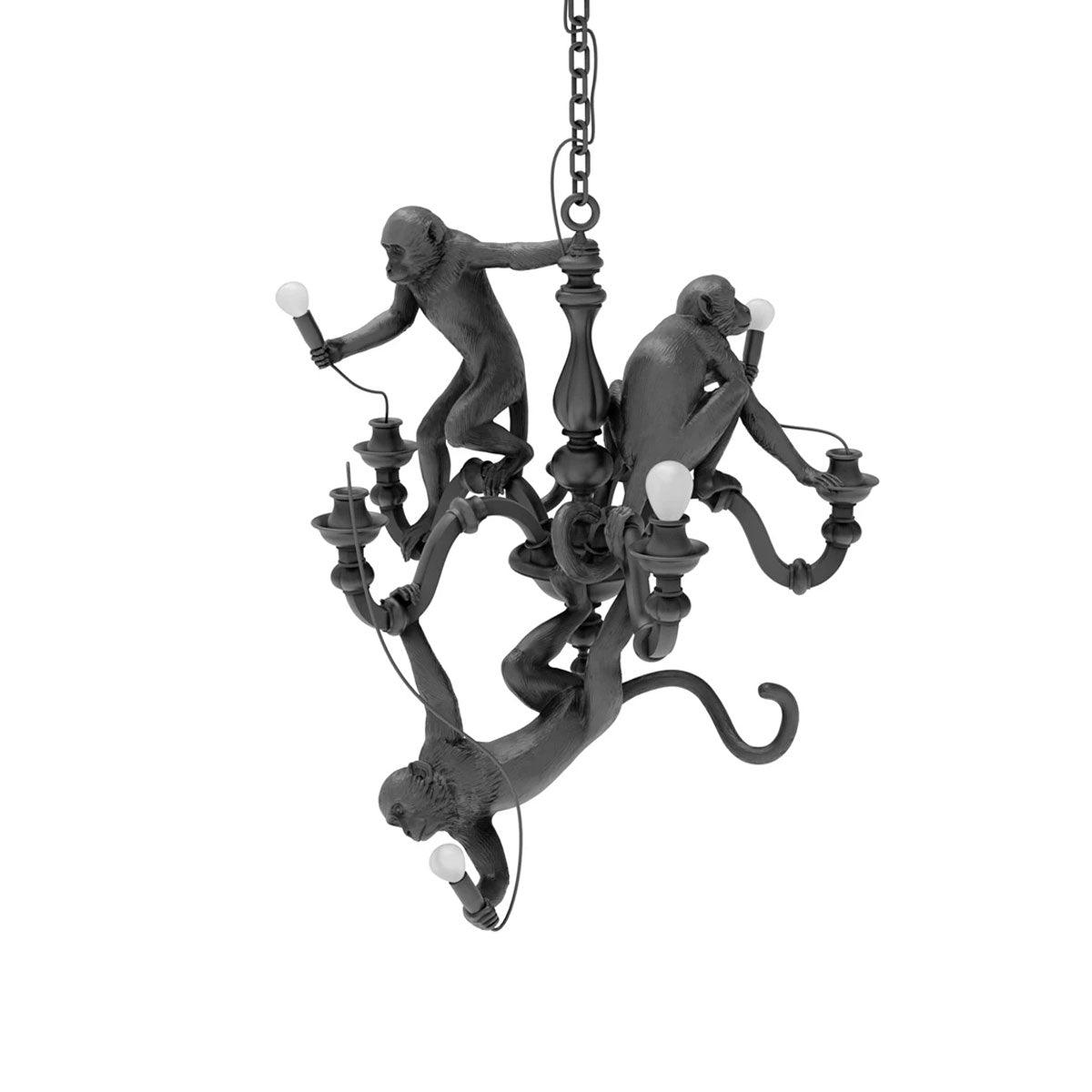 Tixor lámpara de araña Monkey negro Escultura Juguetona