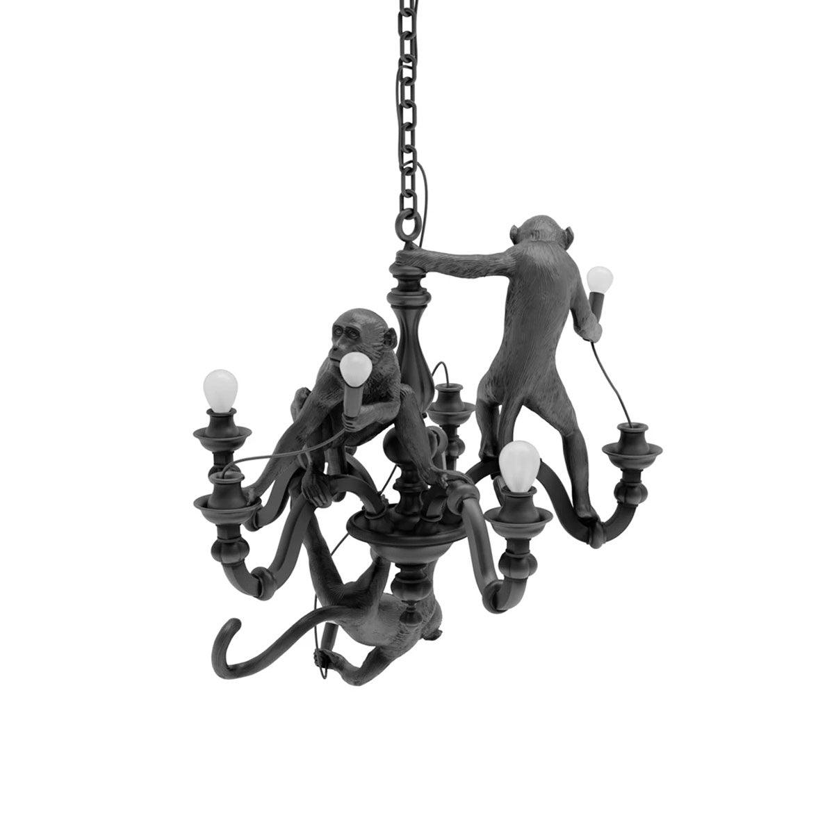 Tixor lámpara de araña Monkey negro Escultura Juguetona
