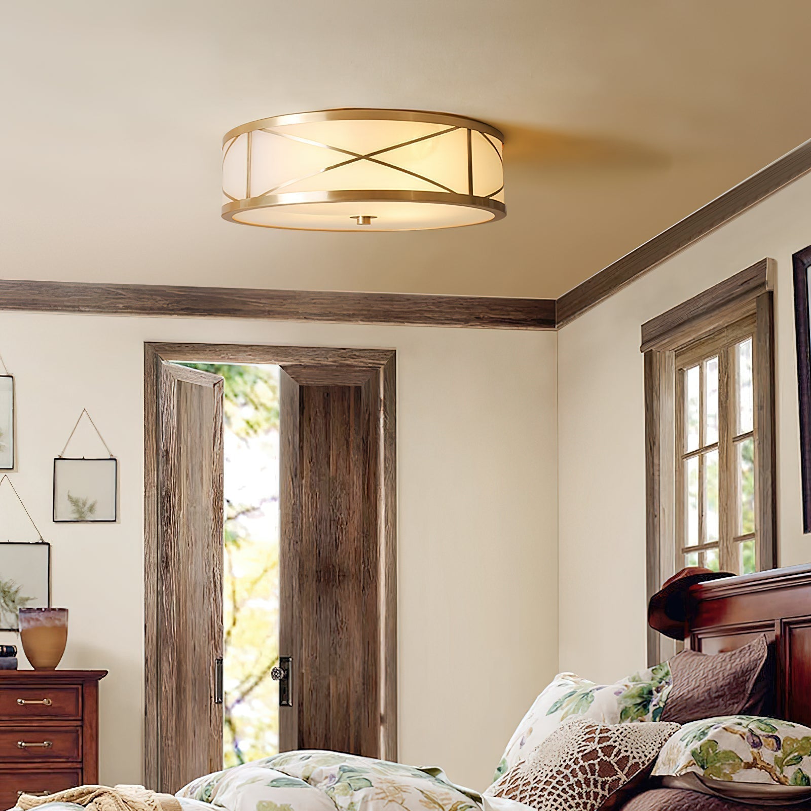Vovene Modern Minimalist Brass Glass Ceiling Light - Lamp Copper