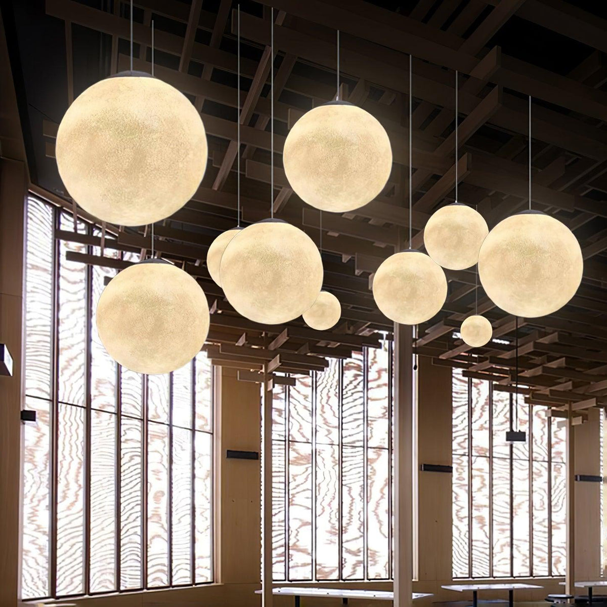 Miralaine lámpara colgante en forma de luna para salón