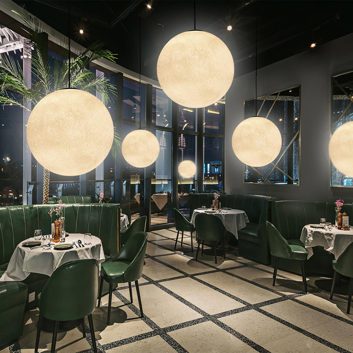 Miralaine lámpara colgante en forma de luna para salón