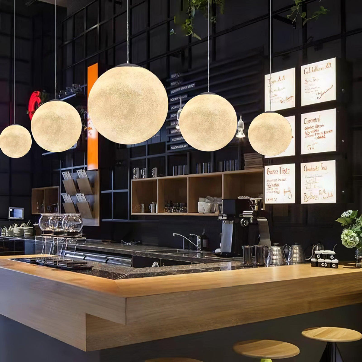 Miralaine lámpara colgante en forma de luna para salón