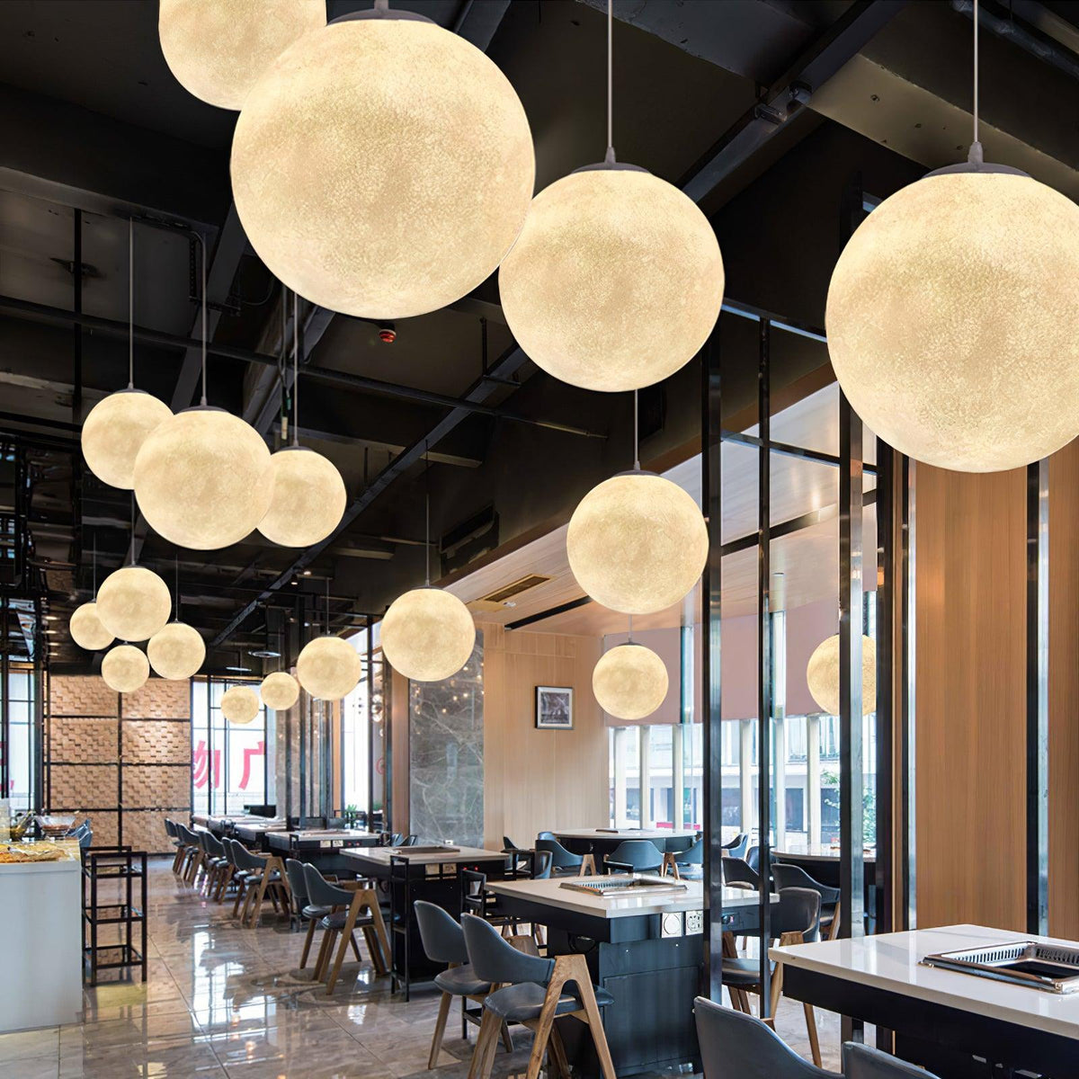 Miralaine lámpara colgante en forma de luna para salón