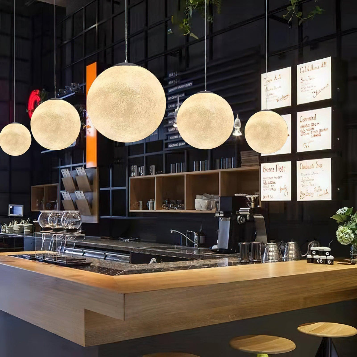 Miralaine lámpara colgante en forma de luna para salón