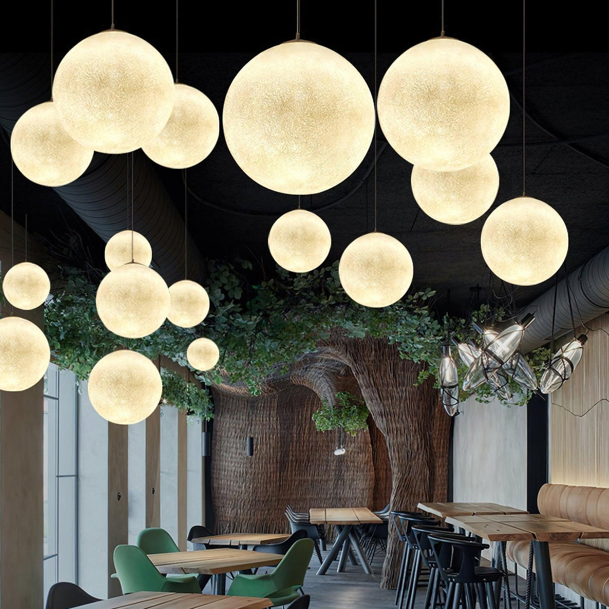 Miralaine lámpara colgante en forma de luna para salón