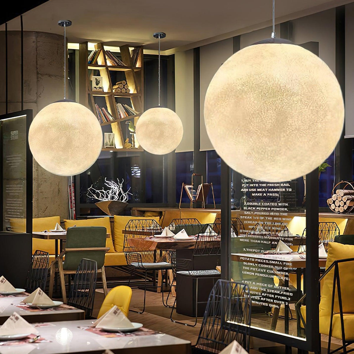 Miralaine lámpara colgante en forma de luna para salón