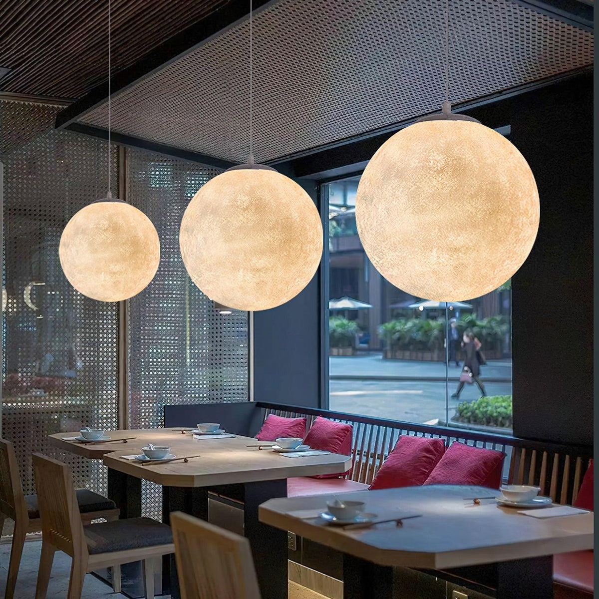 Miralaine lámpara colgante en forma de luna para salón