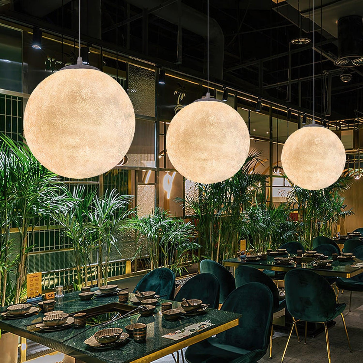Miralaine lámpara colgante en forma de luna para salón