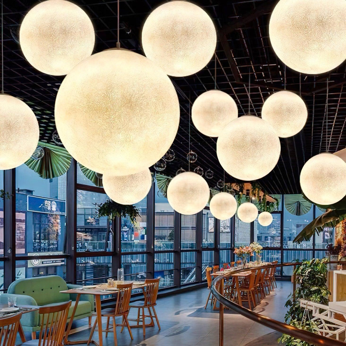 Miralaine lámpara colgante en forma de luna para salón