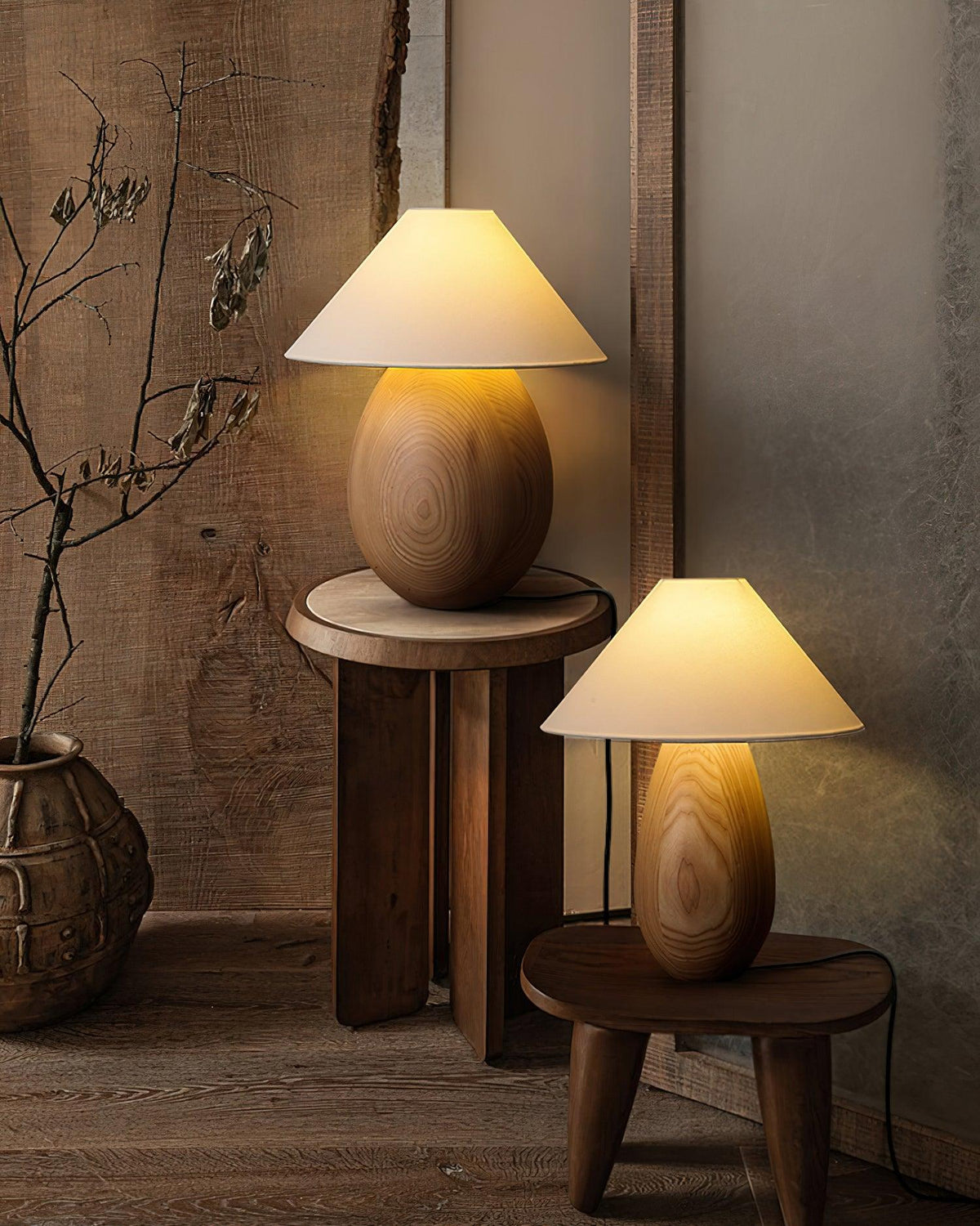 Orbace lámpara de mesa de madera natural