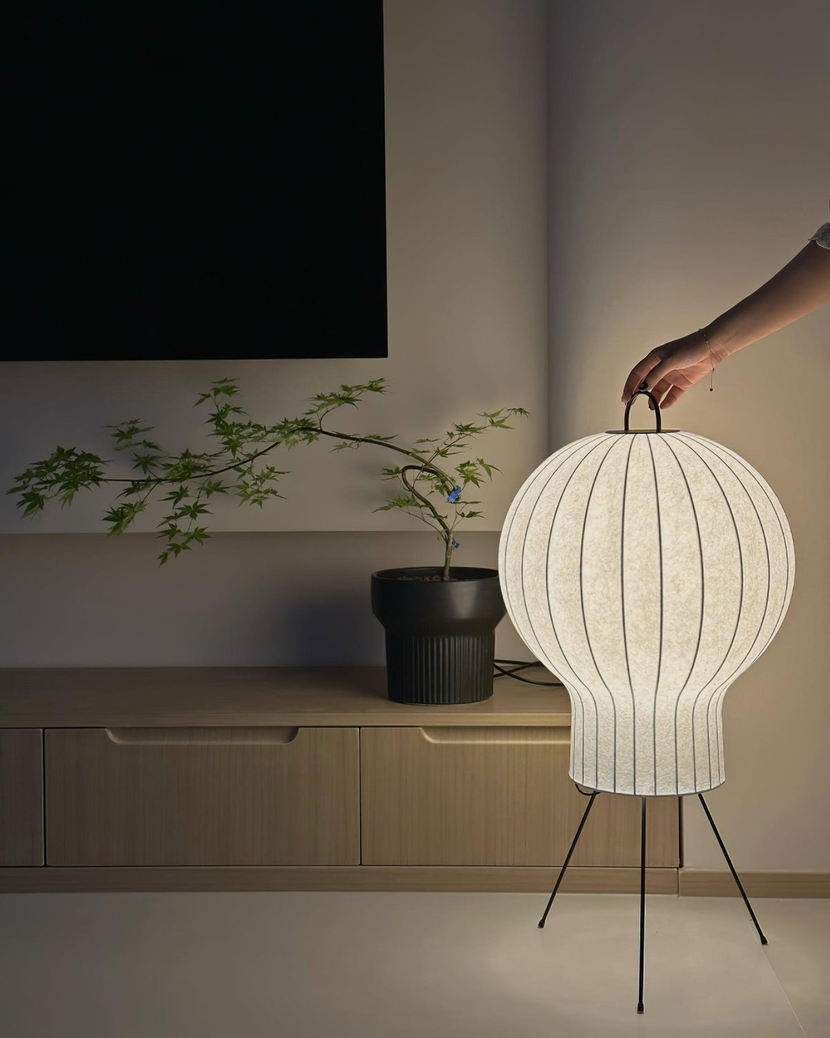 Balloon lámpara de pie minimalista de seda