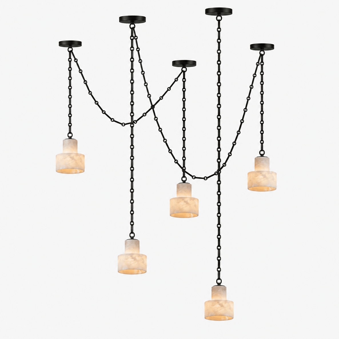 Leocadie lámpara colgante Multi-Tier con cadena y forma de tambor