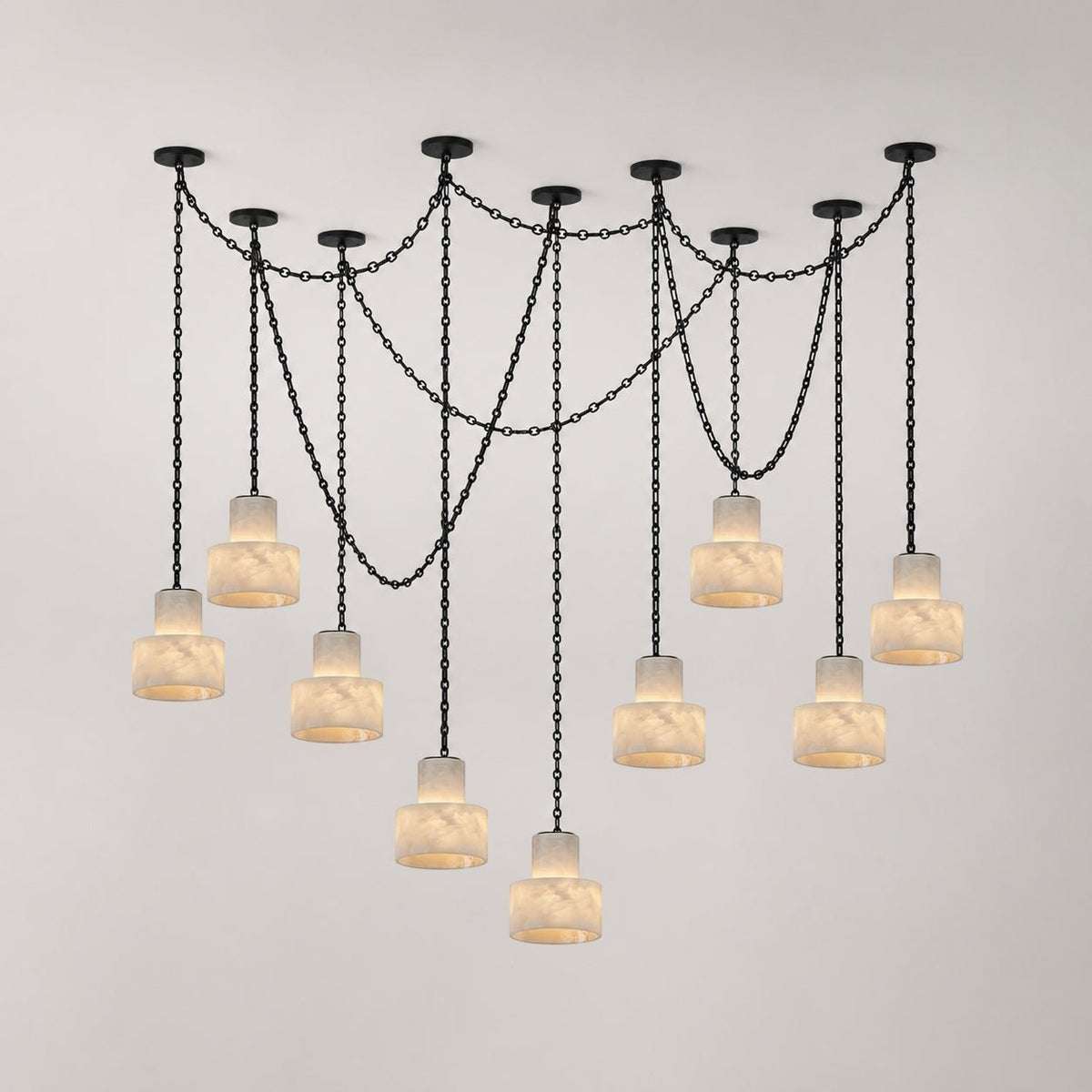 Leocadie lámpara colgante Multi-Tier con cadena y forma de tambor