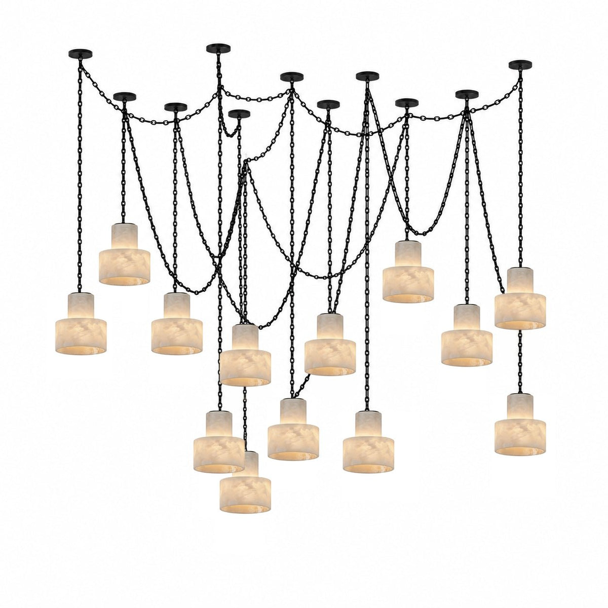 Leocadie lámpara colgante Multi-Tier con cadena y forma de tambor