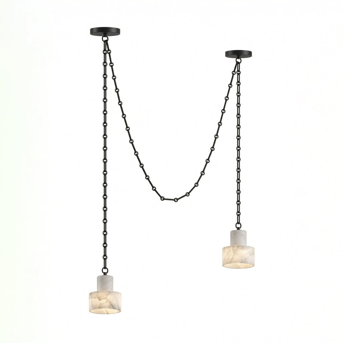 Leocadie lámpara colgante Multi-Tier con cadena y forma de tambor