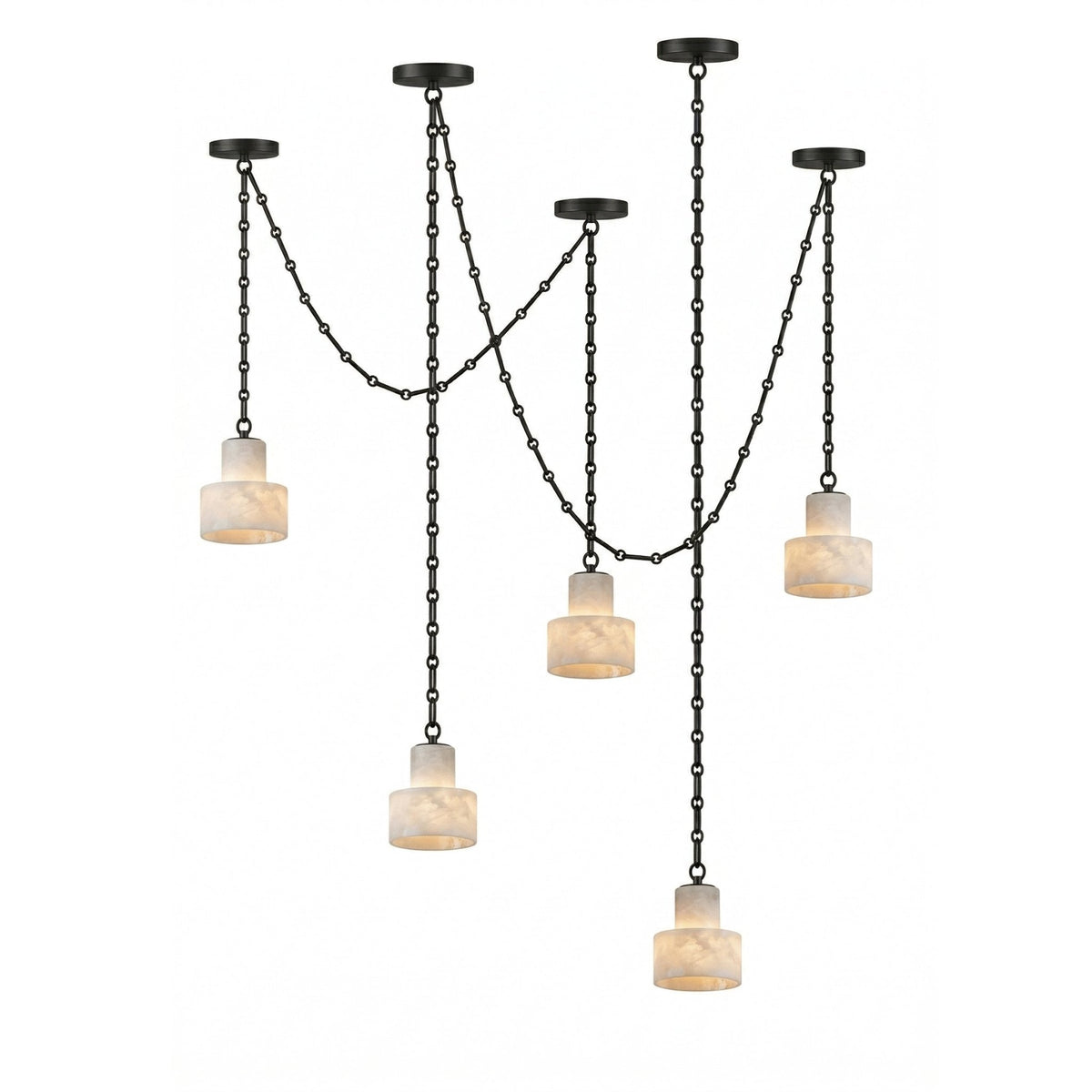 Leocadie lámpara colgante Multi-Tier con cadena y forma de tambor