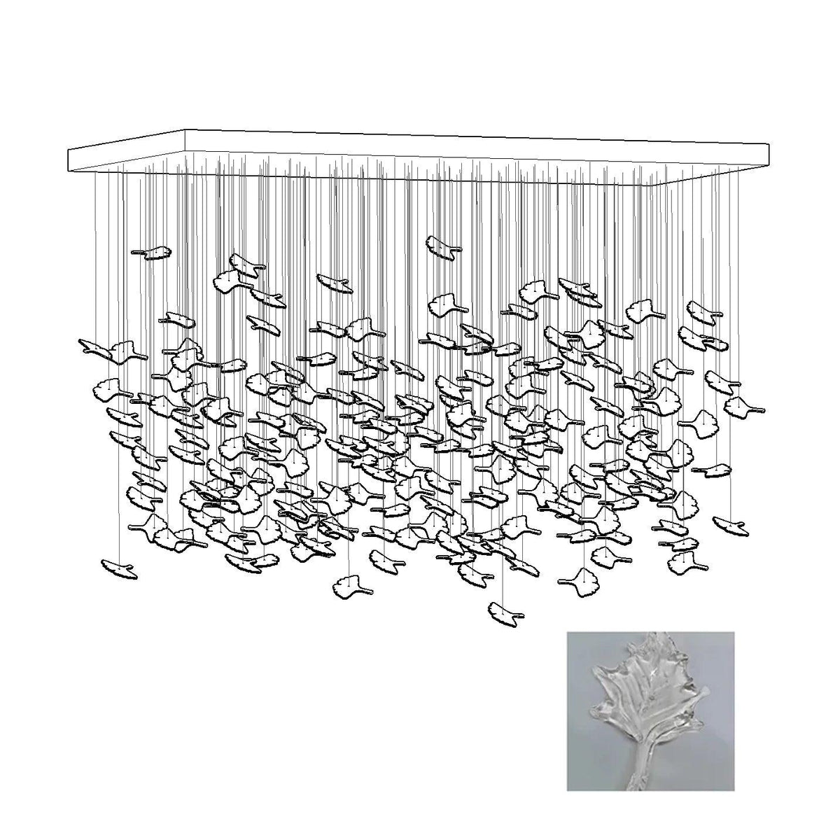 Maple lámpara de araña con florón y hebras de cristal