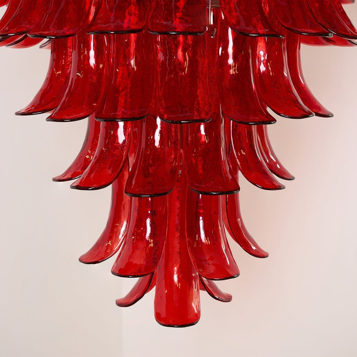 Celuena lámpara de araña Crimson Murano Petals Bold Art vidrio