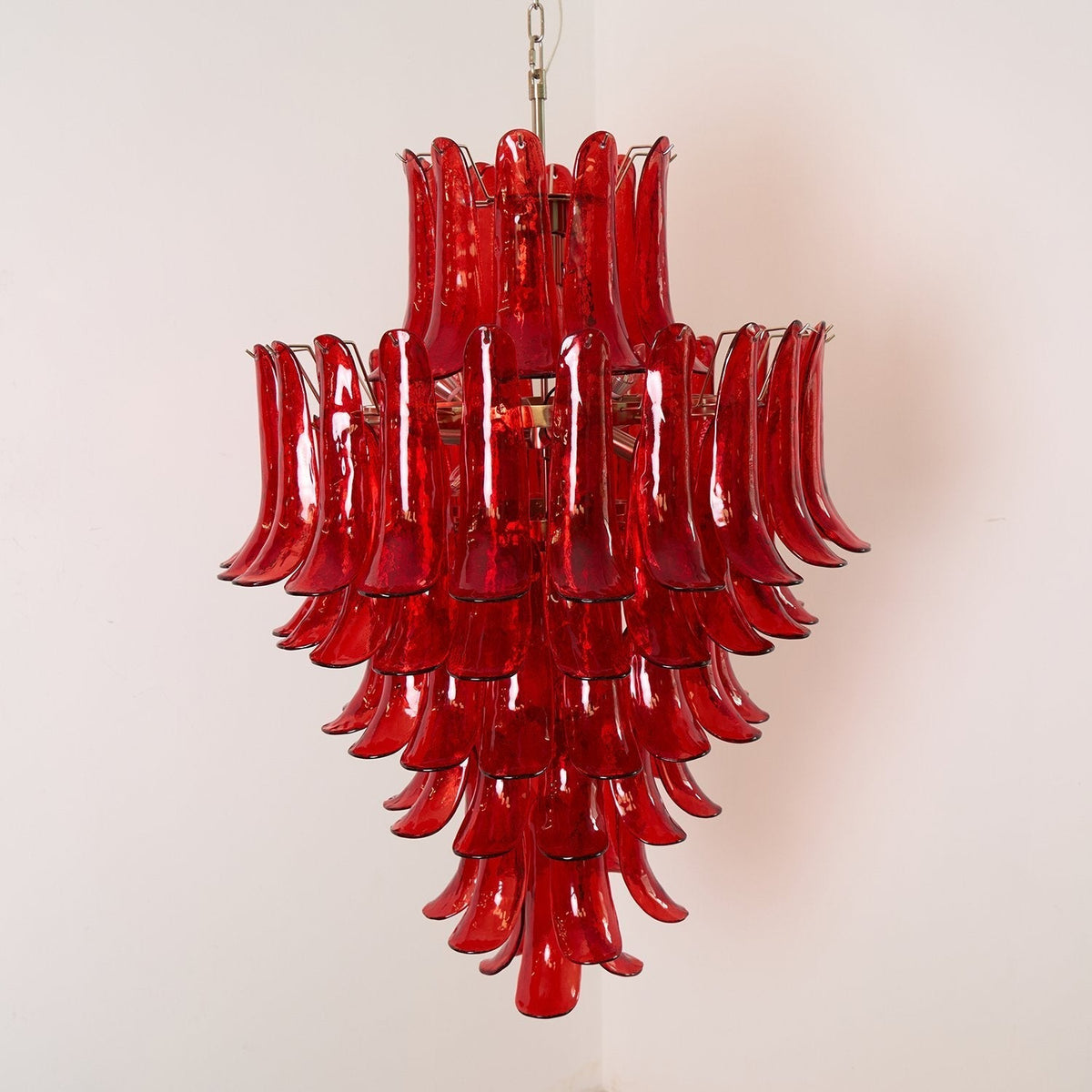 Celuena lámpara de araña Crimson Murano Petals Bold Art vidrio
