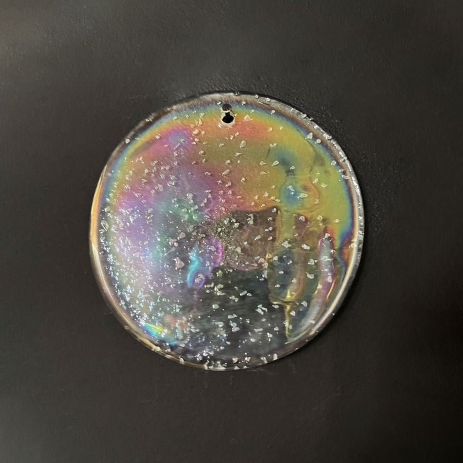 Liorerora lámpara de araña Iridescente vidrio Murano Disc