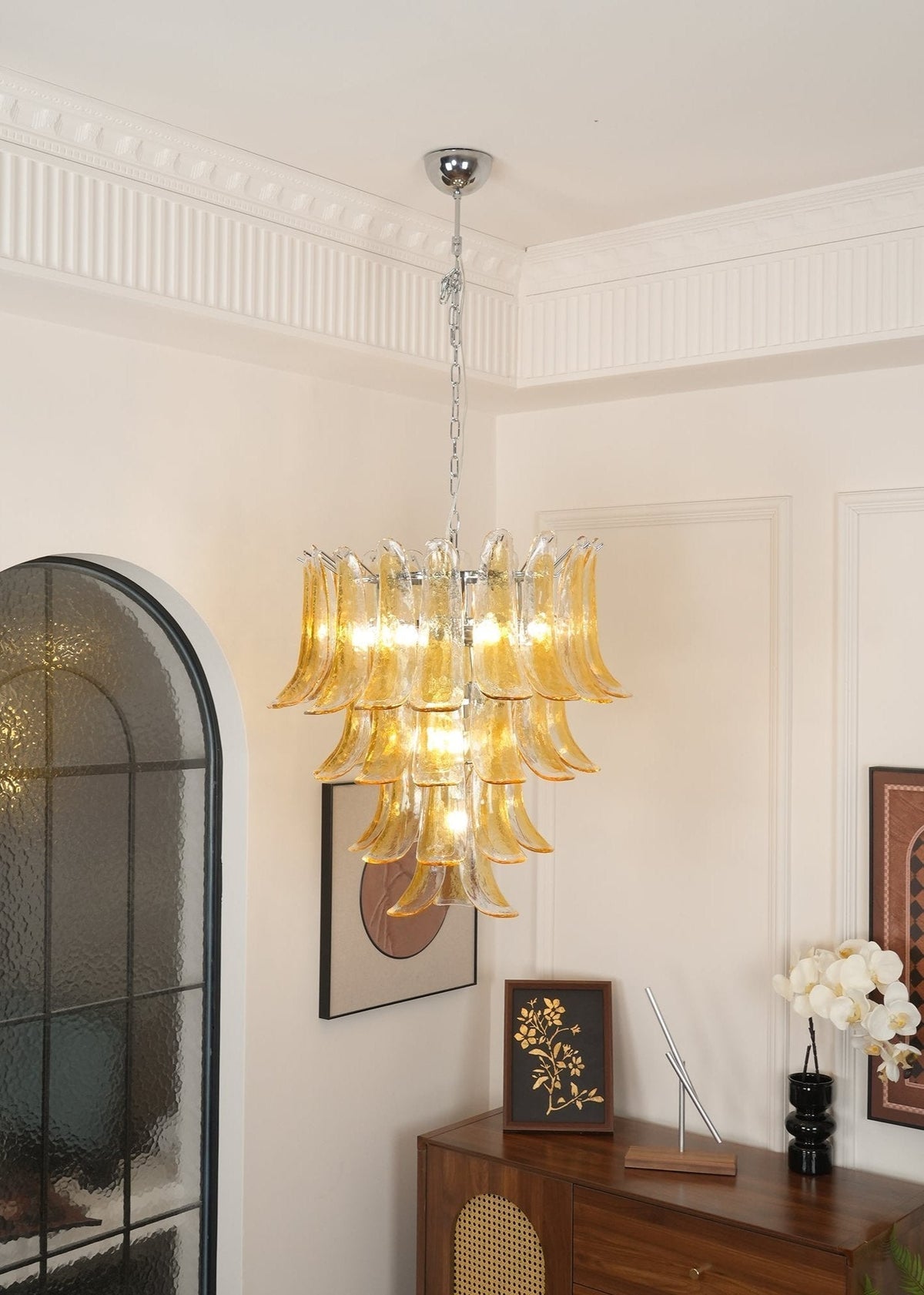 Celiian lámpara de araña Murano vidrio Petals Vintage