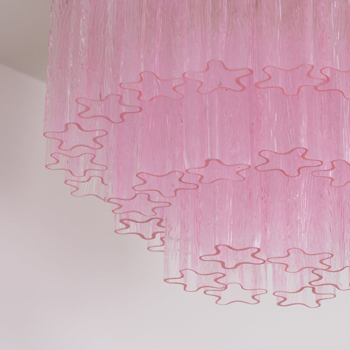 Veliaine lámpara de techo vidrio rosa Murano vintage