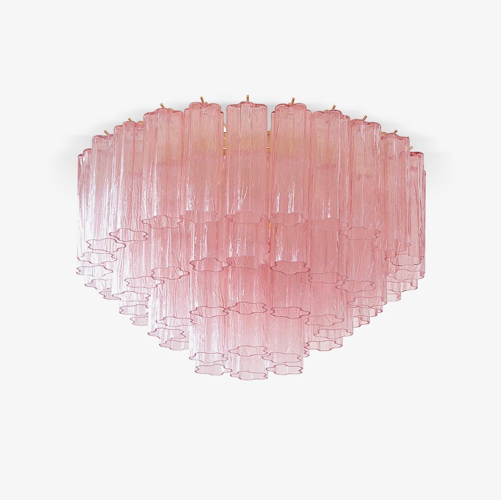 Veliaine lámpara de techo vidrio rosa Murano vintage