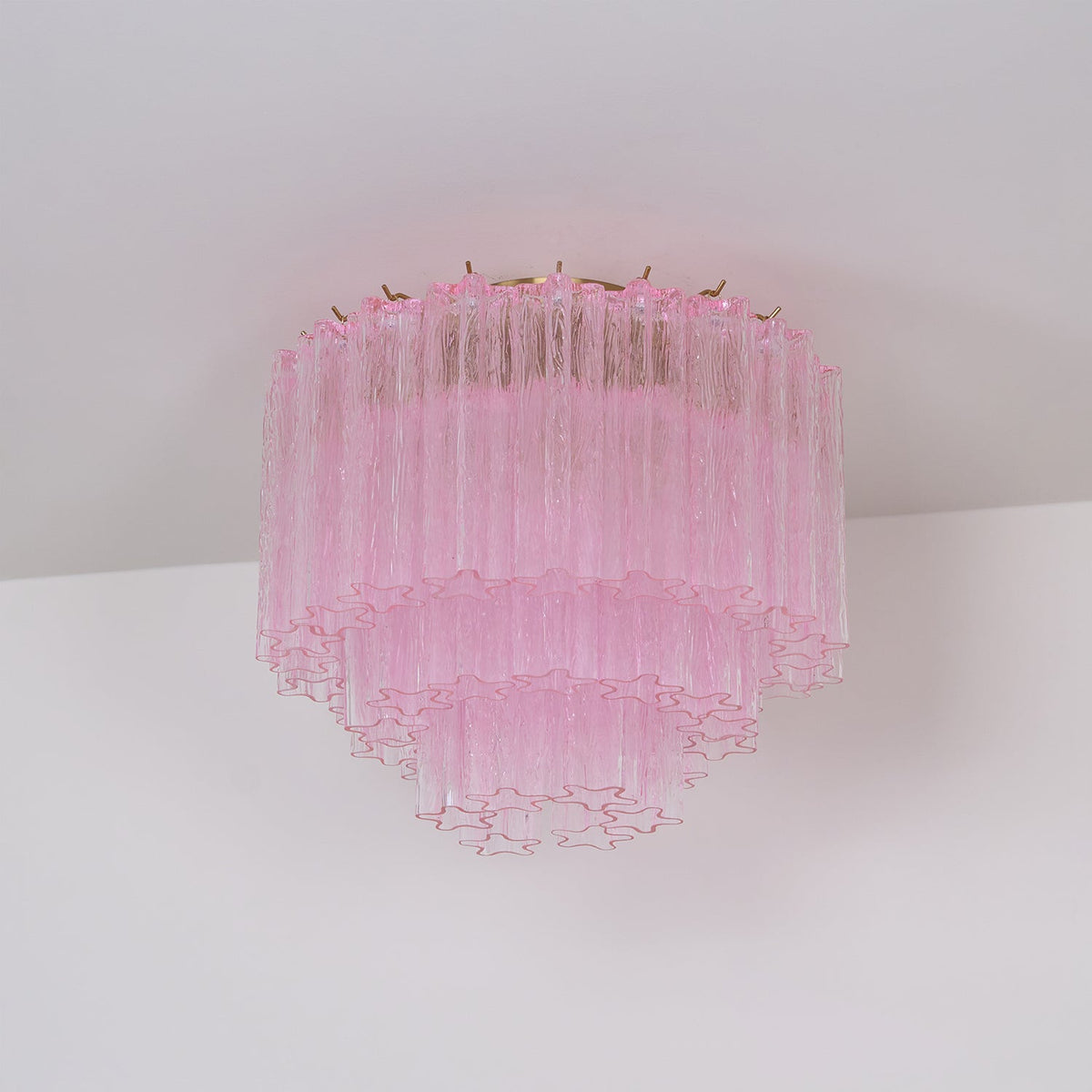 Veliaine lámpara de techo vidrio rosa Murano vintage