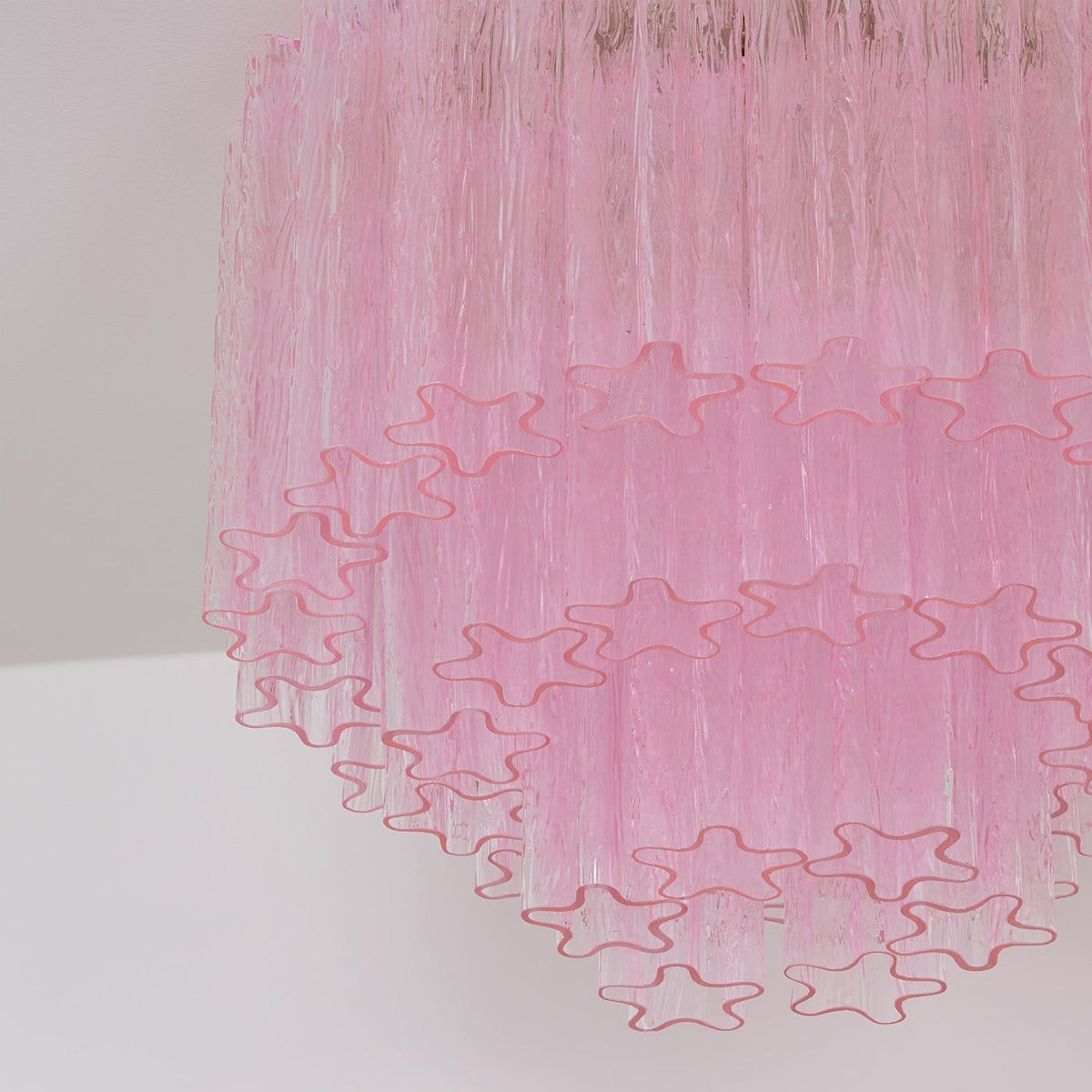 Veliaine lámpara de techo vidrio rosa Murano vintage