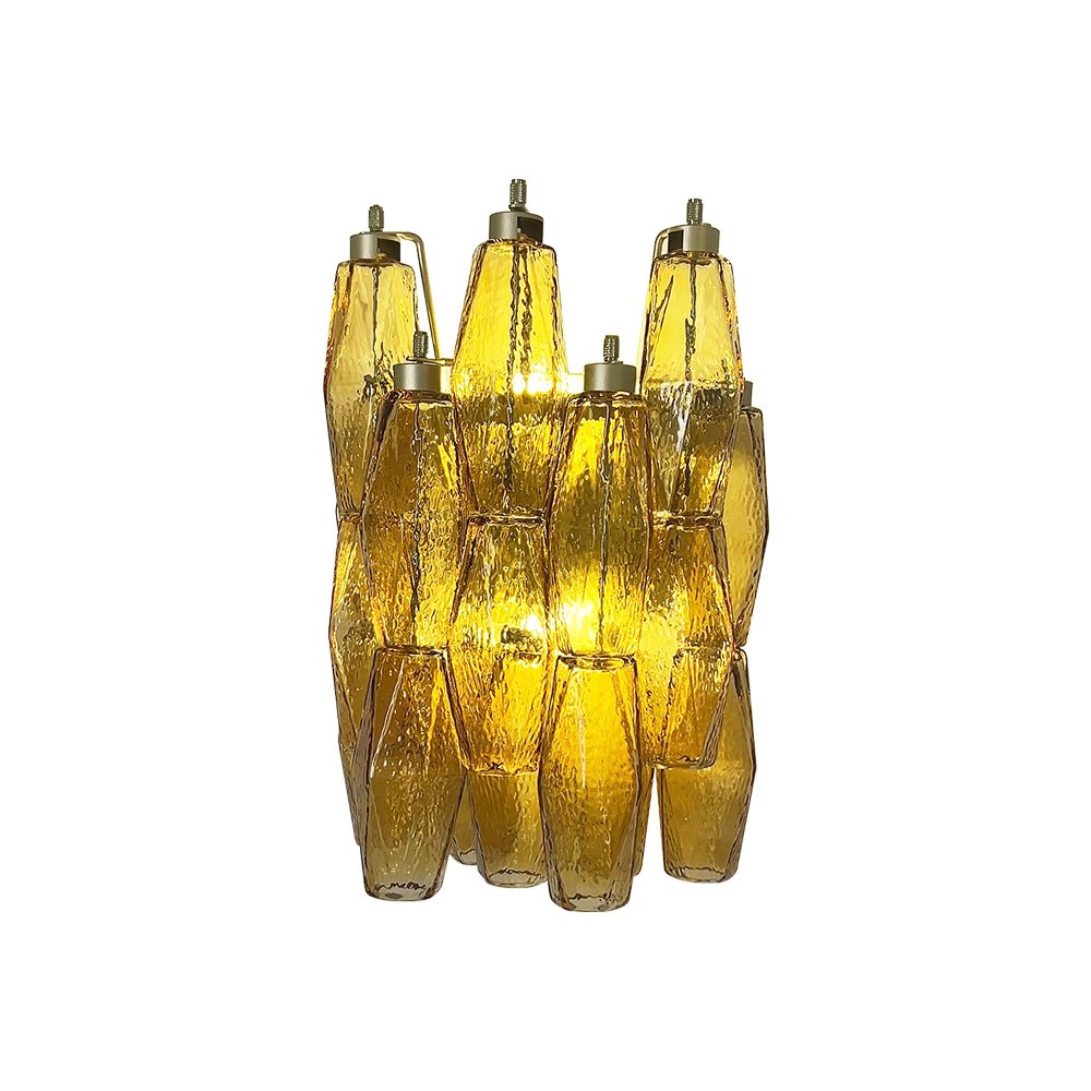 Liorenette aplique de pared con vidrio ámbar en forma de rombo y estilo geométrico